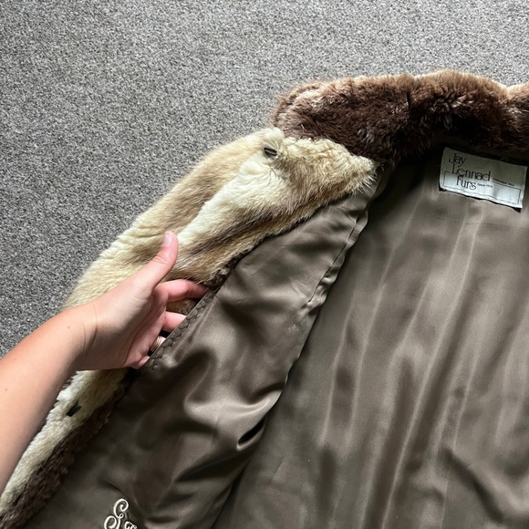 Vintage Jay Lennad Furs Two Toned Genuine Fur Coat Jacket Satin Lining Women S/M - Picture 14 of 14